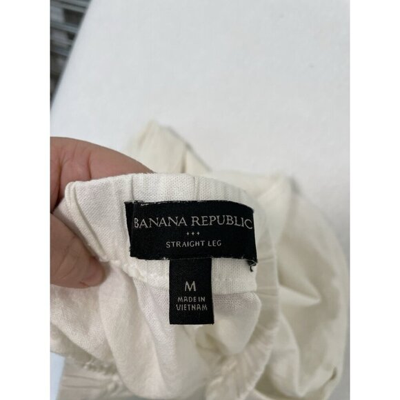 Banana Republic Linen Blend Pull-On Straight Leg Pants Summer White size Medium - Picture 5 of 5